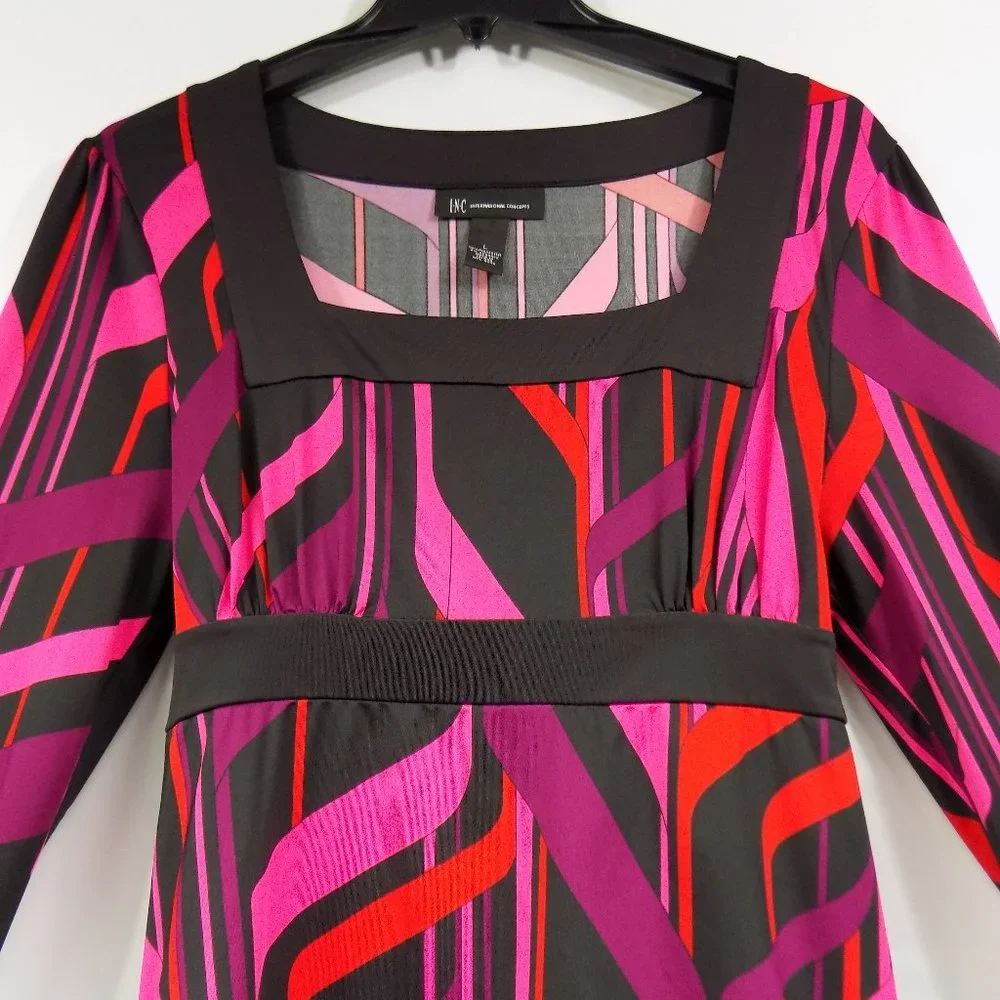 INC International Concepts Long Sleeve Blouse With Attached Belt Back Tie Size L - Picture 2 of 7